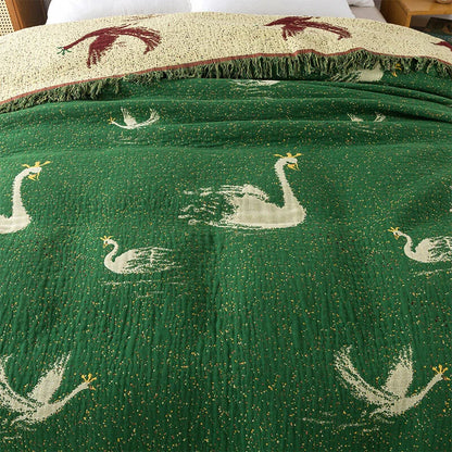 Royal Goose Cotton Reversible Tassel Blanket